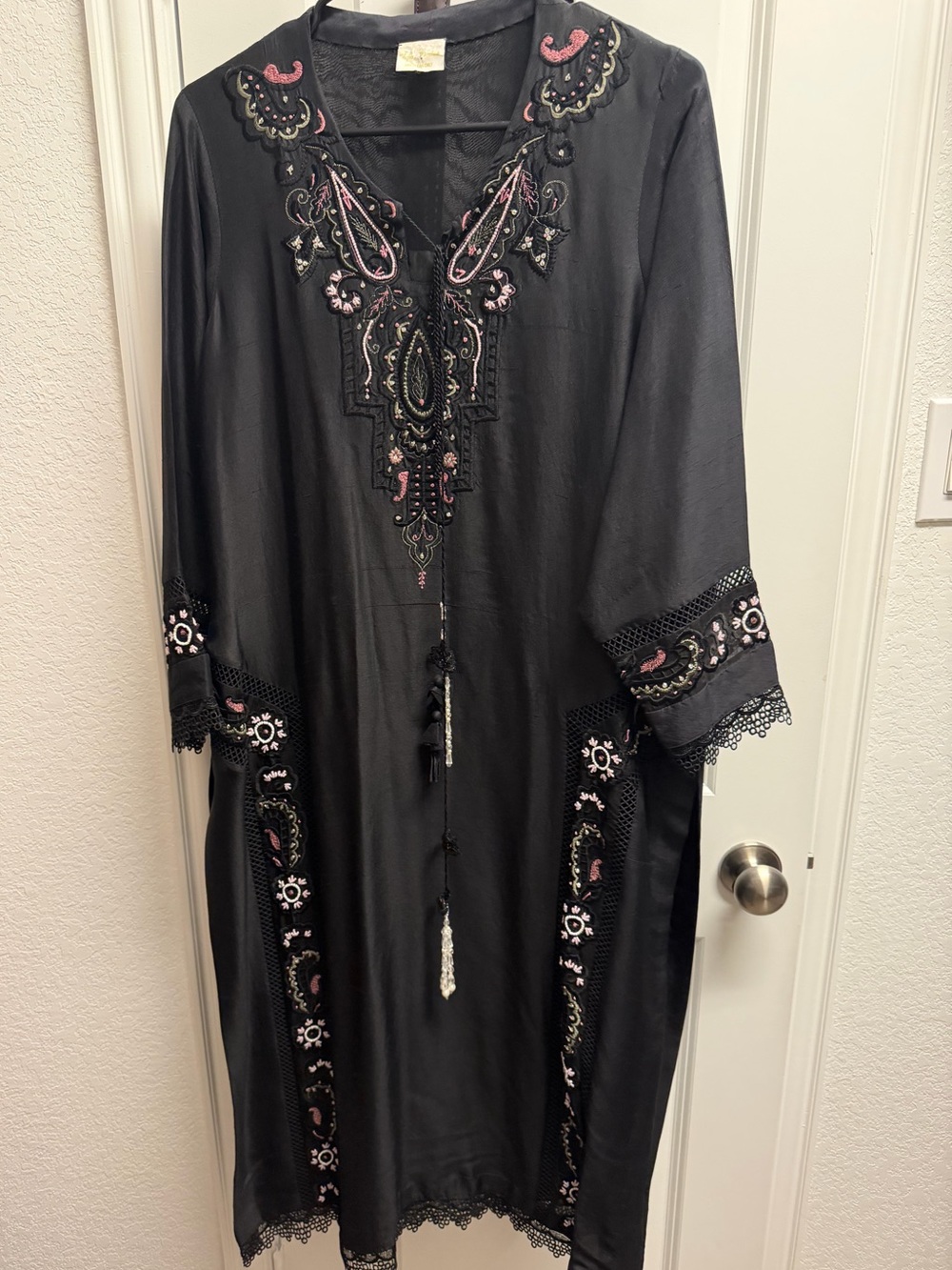Black Embroidered shirt only - Pure raw silk Pakistani designer - Eid Outfit